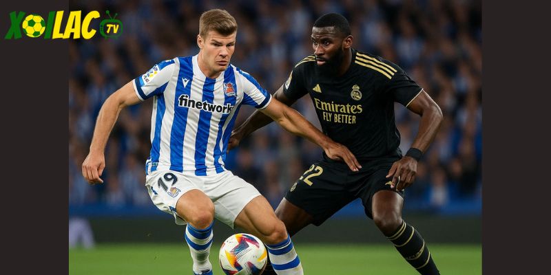 Alexander Sorloth đối đầu Antonio Rudiger trong Real Madrid vs Villarreal căng thẳng.